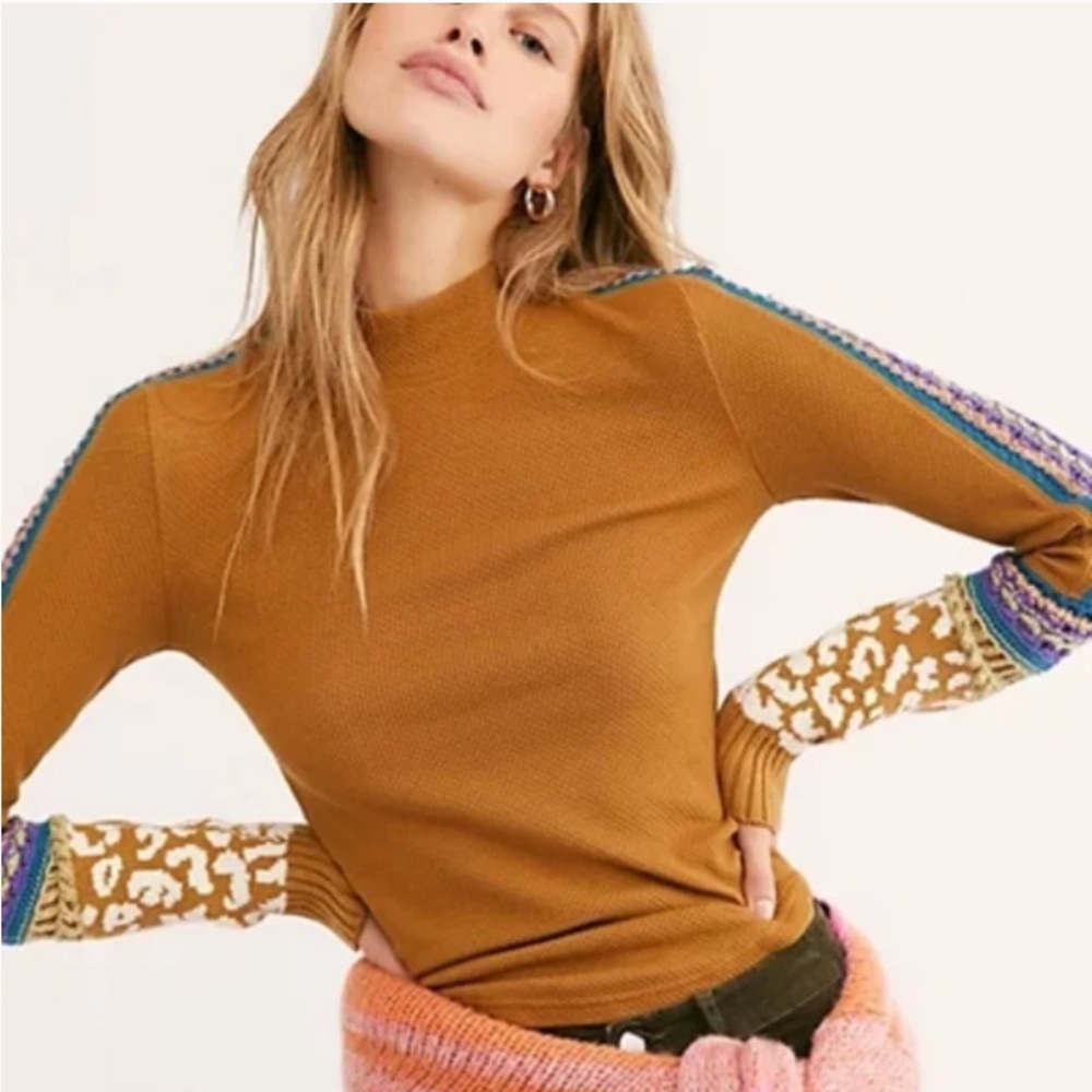Free People Switch It Up Thermal Sweater - DarkGoldenRod / L